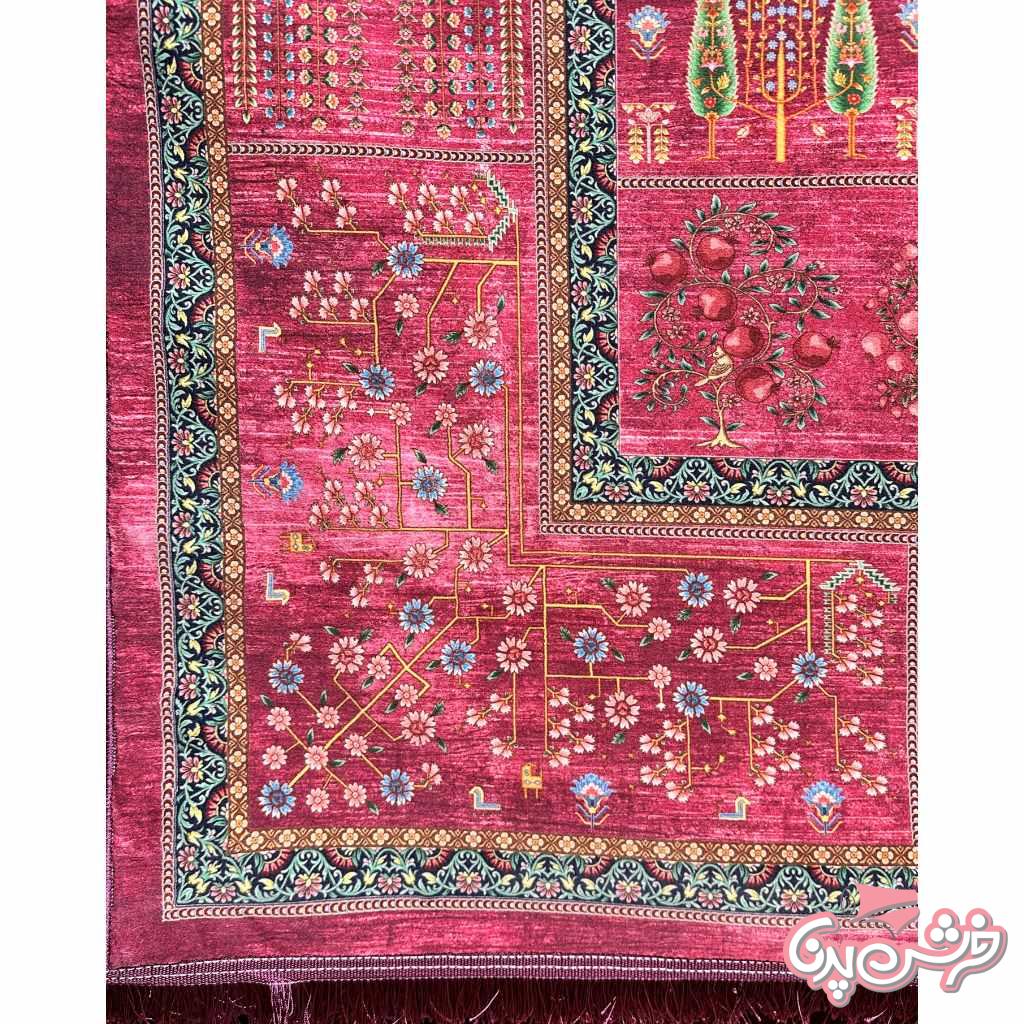 فرش درخت زندگی سرخابی کد 5015-3
