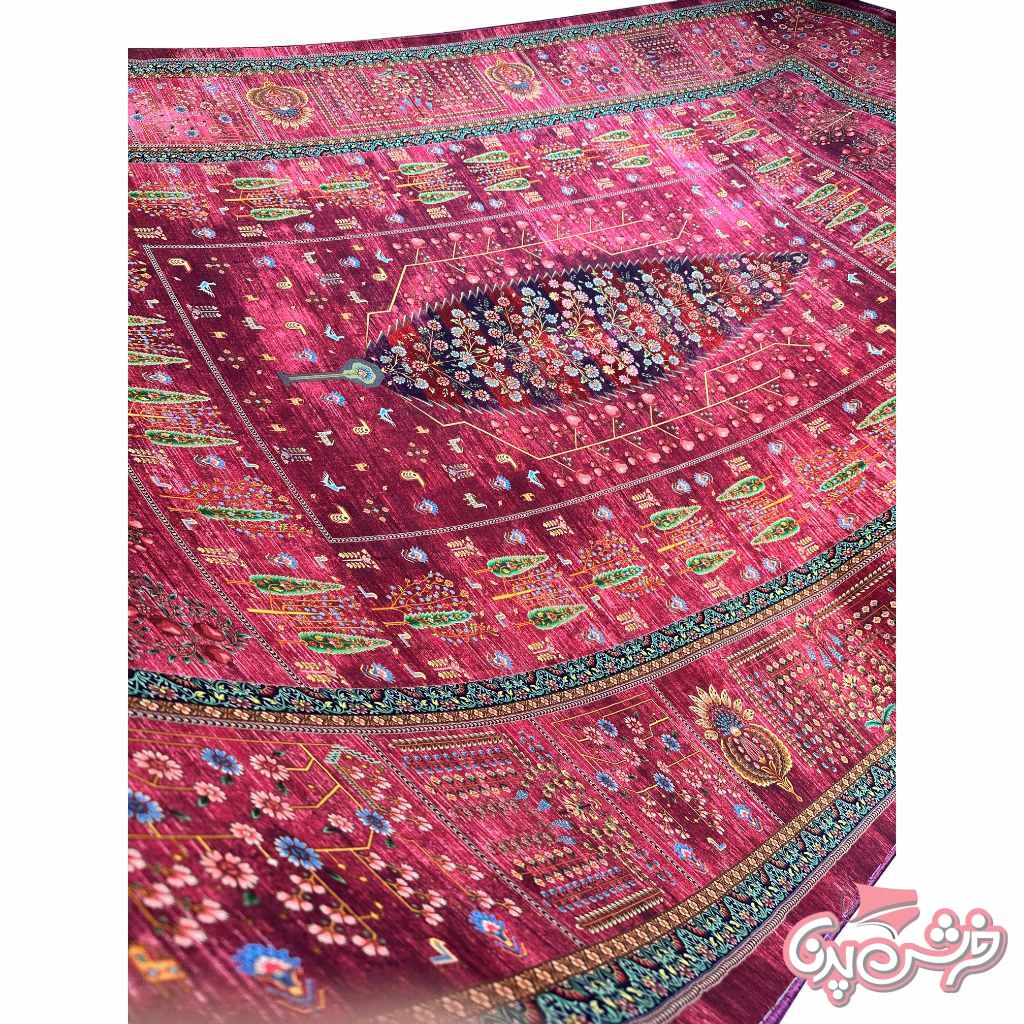 فرش درخت زندگی سرخابی کد 5015-7