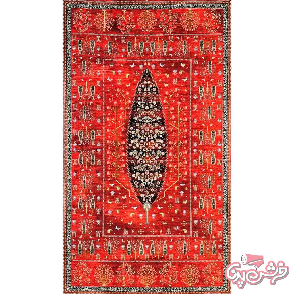 فرش درخت زندگی قرمز اناری کد 5012-1