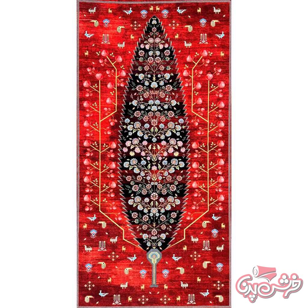 فرش درخت زندگی قرمز اناری کد 5012-2