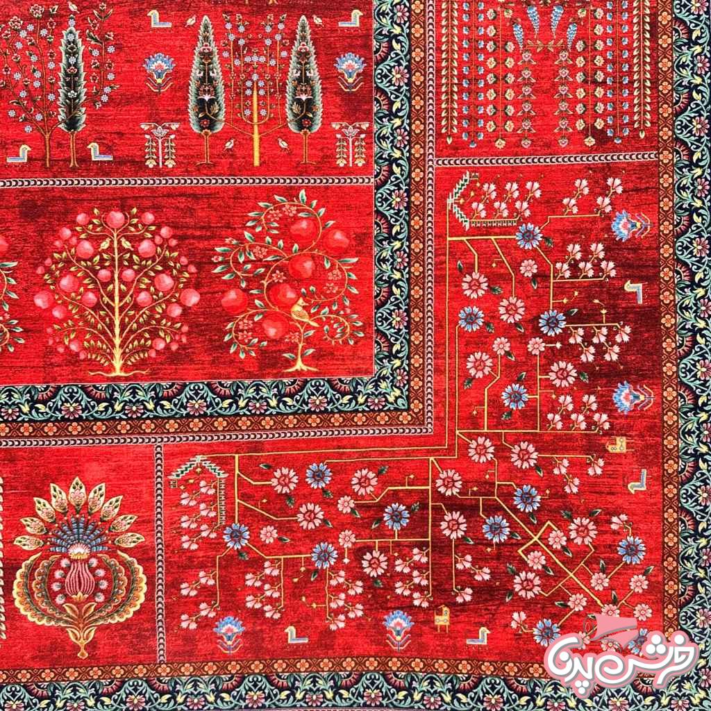 فرش درخت زندگی قرمز اناری کد 5012-4