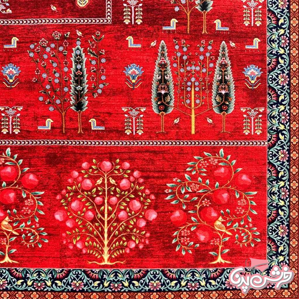 فرش درخت زندگی قرمز اناری کد 5012-5