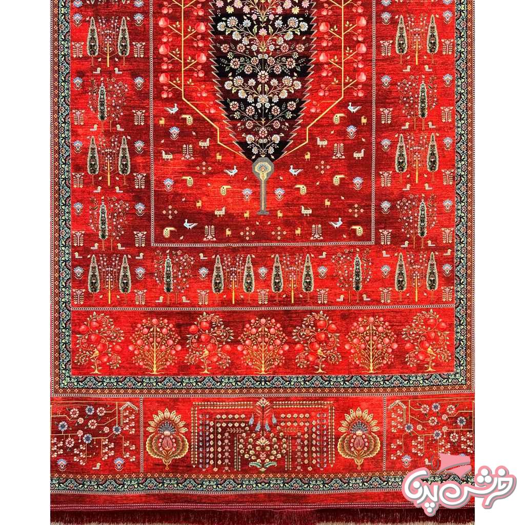 فرش درخت زندگی قرمز اناری کد 5012-7