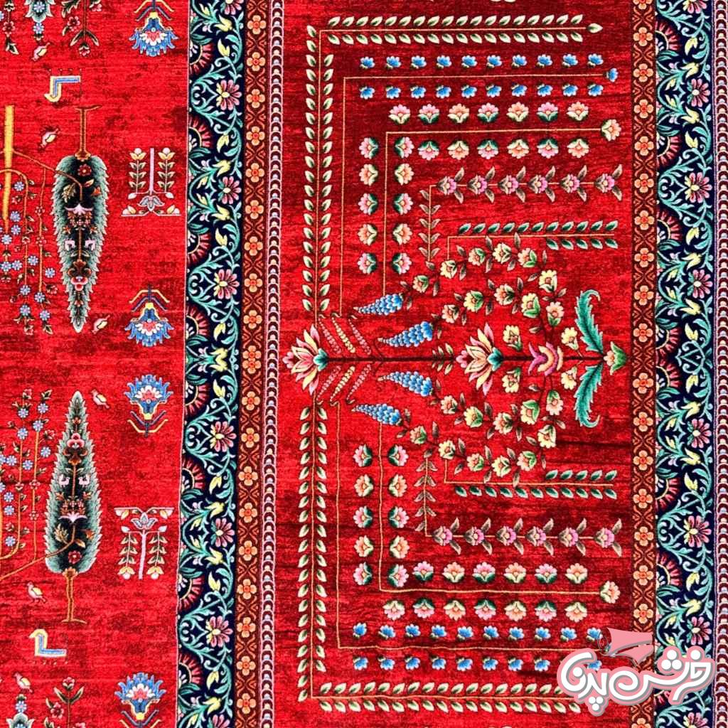 فرش درخت زندگی قرمز اناری کد 5012-8