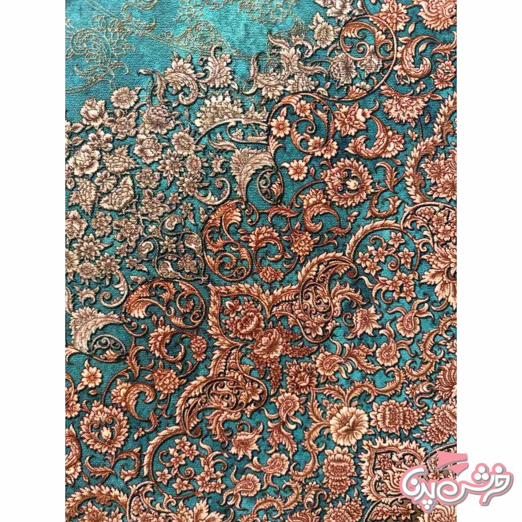 فرش سبز فیروزه ای کد 401408-4