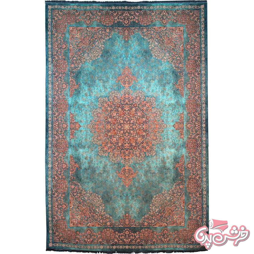 فرش سبز فیروزه ای کد 401408